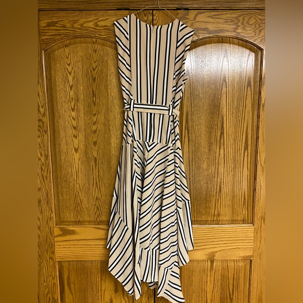 Calvin Klein Striped A-line Belted Dress